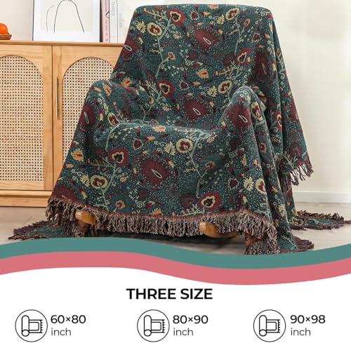 STASOPTK Deep Green Floral Boho Throw Blanket for Bed Sofa Decor 50"x60" by STASOPTK - Used condition - Image 2