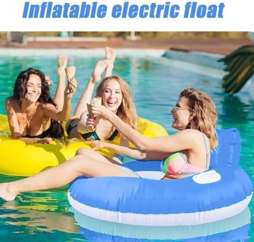 Electric Inflatable Water Raft Tube with Back Support for Lake Pool Beach - 1