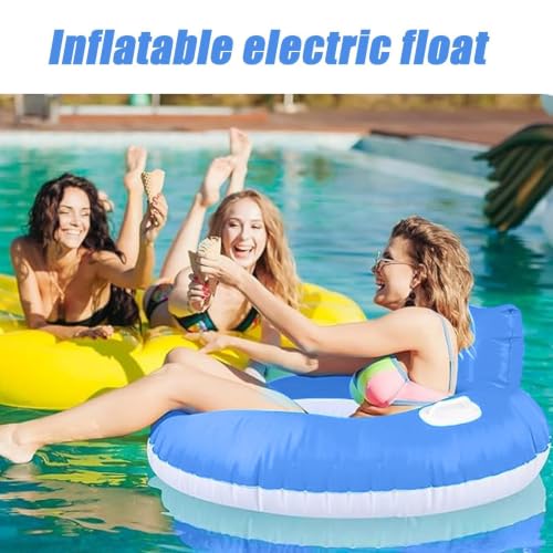 Electric Inflatable Water Raft Tube with Back Support for Lake Pool Beach