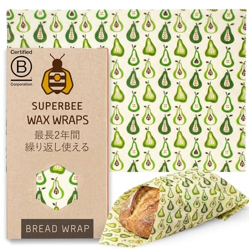 SuperBee Beeswax Wraps ミツロウ ラップス | Big Daddy XXLサイズ | Pears | リユース可能、エコフレンドリー、ごみゼロのフードラップ（Amazon）