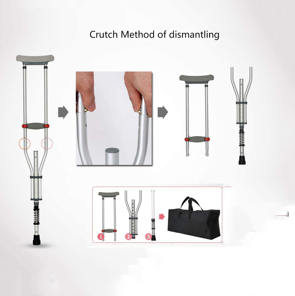 Muletas para adultos Muletas para axilas para muletas ajustables un par, muletas para axilas, muletas para axilas livianas plegables antideslizantes, paseo de viaje, muletas de aluminio W