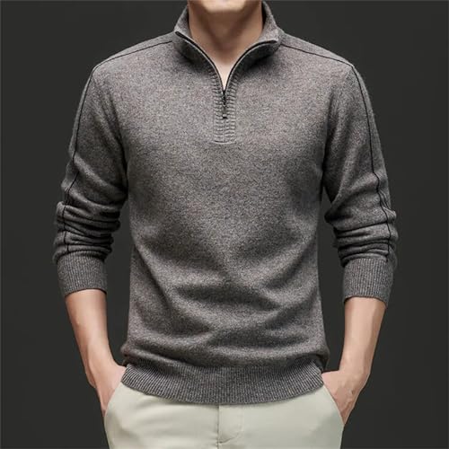 Men’S Casual Wool Warm Turtleneck Pullover Sweater Thick Long Sleeve Half-Zip Knit Jumper Tops3