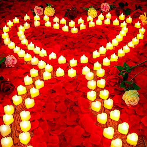 JMUQ 9000 Pieces Artificial Rose Petals with 96 Pieces Romantic H...