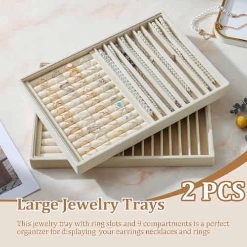 Image of Large Velvet Jewelry Tray Display Drawer Inserts 2 Pack