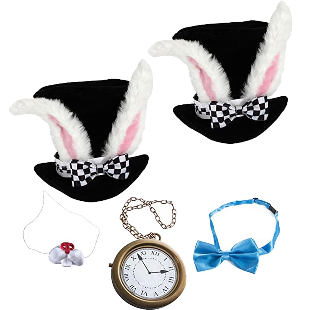 Amazon.co.jp: 5つのイースター白ウサギのシルクハットセットウサギの