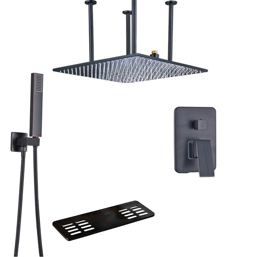 AYCDL 20 Inches Rain Orb Rain Mixer Shower Combo Set Ceiling Mounted Bathroom Shower Faucet Set with Shower Head, Handheld Shower, Waterfall Tub Spout