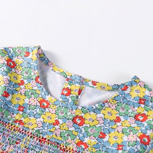 Hongshilian Girl's Cotton Christmas Dress Cute Cartoon Appliques Long Sleeved Swing A-Line Casual Tunic Playwear4