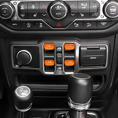 Jimen Compatible With Jeep Wrangler Jl Jlu 2018-2023 And Jeep Gladiator Jt 2020-2023, 4Pcs Center Console Window Button Switch Cover Interior Trim Accessories (Orange) #TOP1