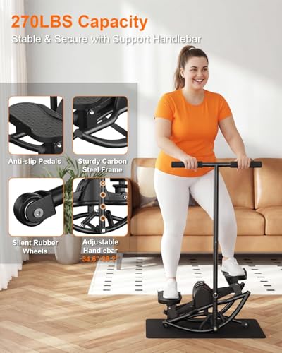 Image of Rocking Steppers for Exercise at Home, Rocker Stepper Side to Side with Resistance Bands & Handlebar for Full Body Workout, Low-Impact Lateral Stepper Exercise Machine with Digital Monitor