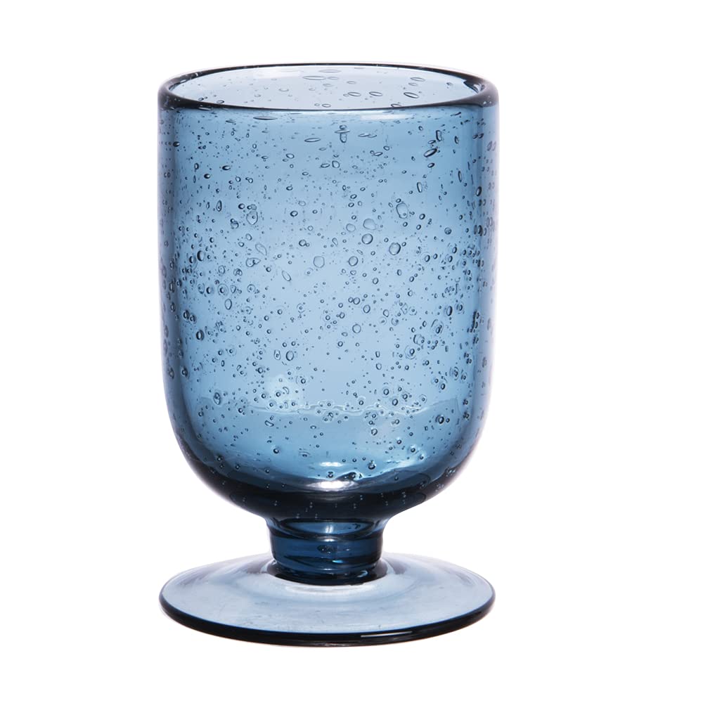 TABLE PASSION - Verre à pied gordes bullé 25 cl bleu (lot de 6)
