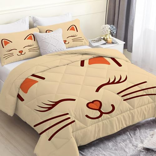 FamHarbor Lindo animal edredón individual de 7,5 tog, juego de edredón reversible sin funda, suave y cómodo para todas las estaciones (135 x 200 cm) con 2 fundas de almohada B162