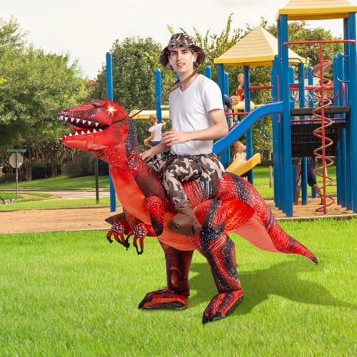 GOOSH Inflatable Dinosaur Costume for Adult Halloween Costume Women Man Funny Blow up Costume for Halloween Party Cosplay4