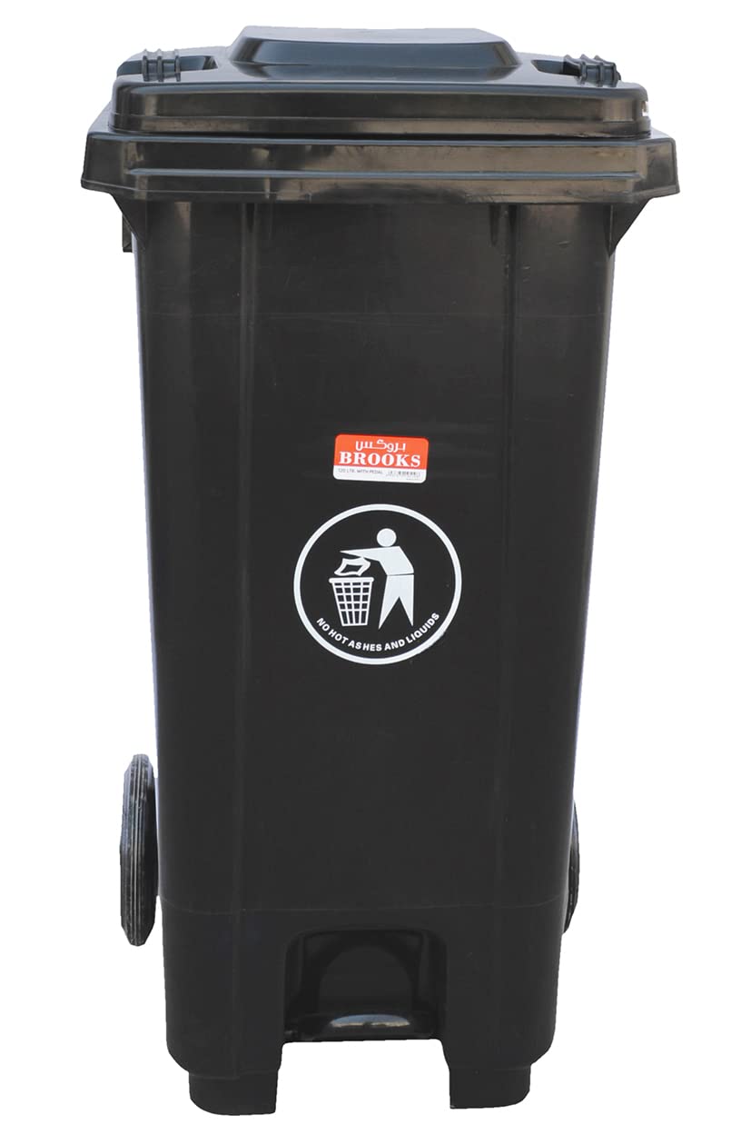 Brooks Plastic Waste Trash Garbage Pedal Bin 120ltr with pedal (BLACK)