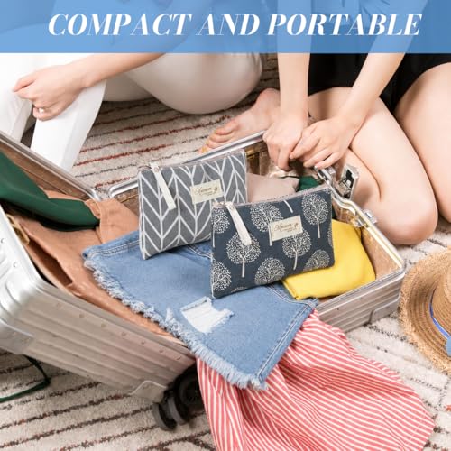 Image of MAYCREATE 2Pcs Canvas Makeup Pouch Bag Zipper Small Makeup Organisers Cosmetic Bag for Lipstick Toiletries Stationeries, Portable Make Up Pouch for Woman Travel and Daily Use - Size 22x14cm