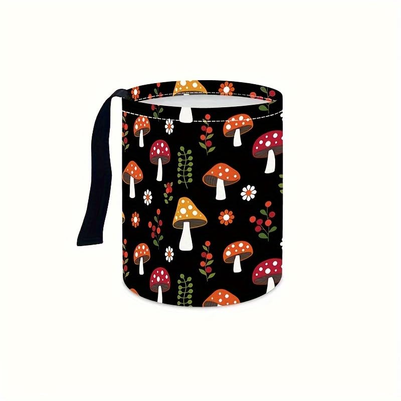 Image of Portable Reusable Waterproof Car Trash Bin, Multipurpose Vehicle Organizer, Road Trip Essentials (Mushrooms)