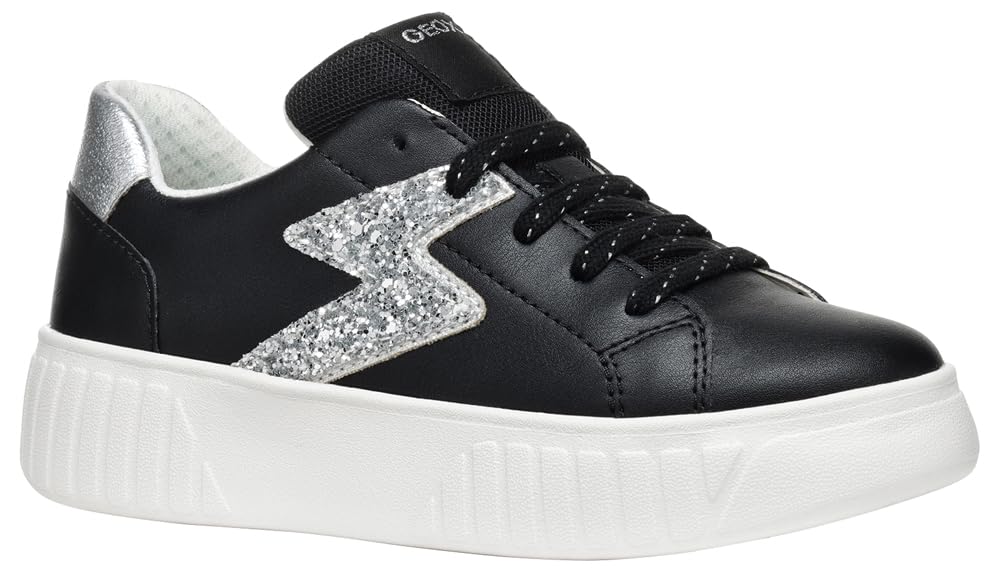 Geox J MIKIROSHI Girl A, Girls’ Sneaker, Black/Silver,