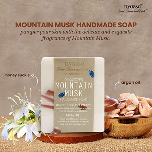 Image of Nyassa Luxurious Mountain Musk Handmade Natural Bathing Soap | Honey Suckle Extract&Argan Oil| Musky Fragrance |Smooth & Soft Skin| All Skin Type 75gm