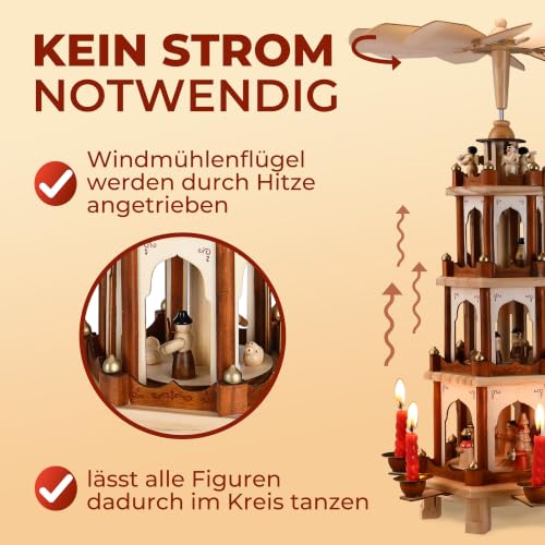 CASARIA Weihnachtspyramide aus Echtholz 4 Etagen – Ansicht 3