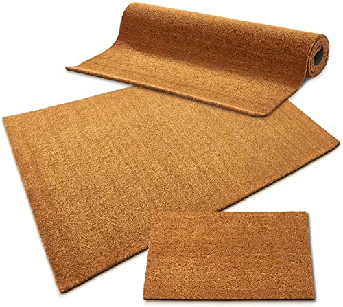 KARAT Tapis d'entrée Coconut - Découpé sur Mesure - Bien sûr et Robuste - pour Le revêtement de Sol (17 mm | 100 x 100 cm, Nature)