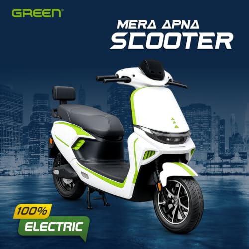 Image of Green Nine Low Speed Electric Scooter Non RTO with Portable Charger (80 KM - White) (80 KM)
