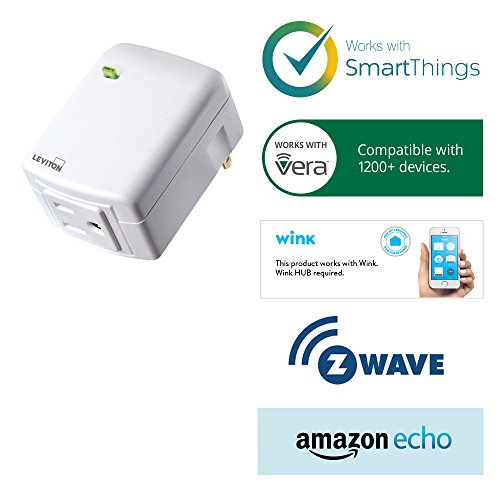 Leviton DZPA1-1BW Decora Z-Wave Controls 15-Amp Plug-In Appliance Module, White, Works with Alexa (Old Model) - Thumbnail 2