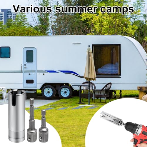 Image of Trailer Jack Drill Adapter 3 /8 with 2 Adapter Bits, T-Slot Drill Attachment Scissor Jack Slotted Drill Adapter for RV Scissor Jacks C-Type Jacks Various Pop-Up Campers