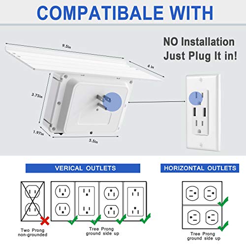 Socket Outlet Shelf -ON2NO Wall Outlet Extender with All Around Built-in Shelf, Multi Plug Outlet Surge Protector with Smart Night Light, 3 USB Charging Ports, 3AC Power Outlet Splitter - Thumbnail 2