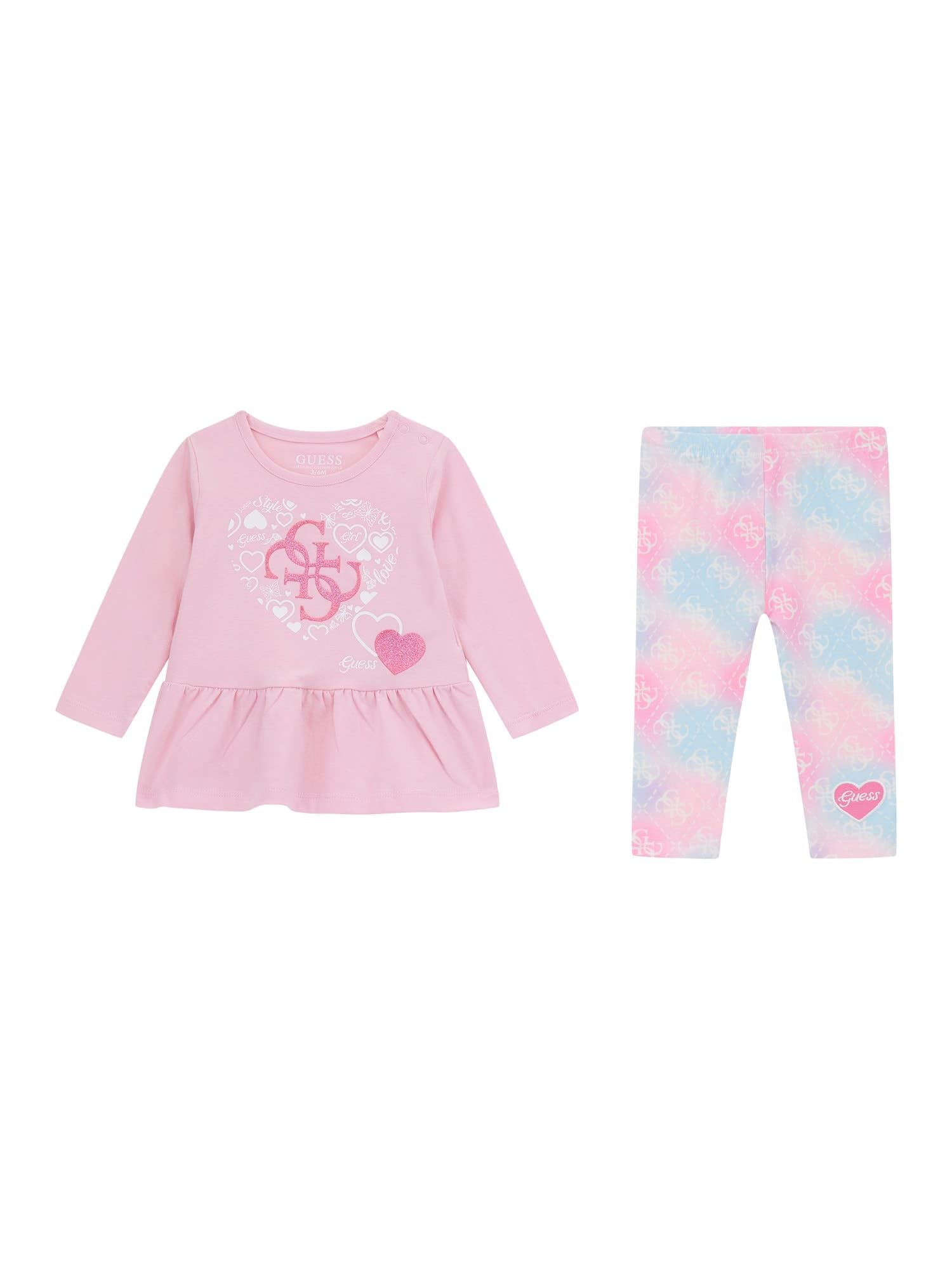 GUESS Langarm-T-Shirt für Baby - Mädchen Rose 18 Monate (86cm)
