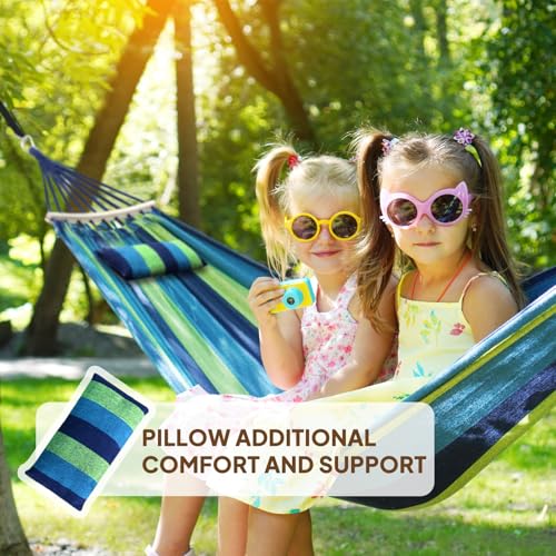 Chihee Amaca in cotone Morbida Traspirante Amaca da campeggio Regge fino a 300 kgAmaca portatile con barra divisoria staccabile Cuscino 2 robuste fettucce 2 moschettoni Interno Esterno - Immagine 1