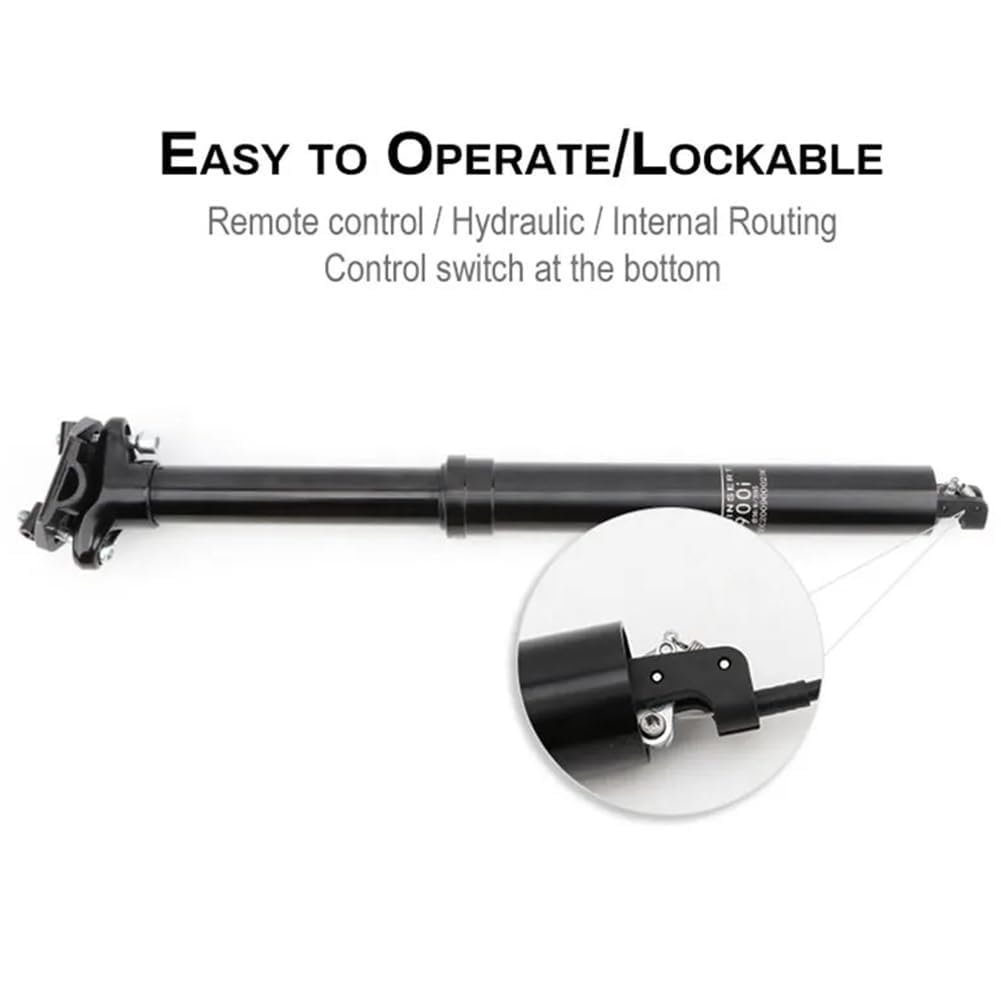 GarveeLife Hydraulische Dropper Sattelstütze für Mountainbike – Höhenverstellbare Fahrrad Sattelstütze mit interner Kabelführung & Fernbedienung – 100/125mm Hub – Für Erwachsene – 31.6mm/30.9mm