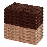 Lavea® 10er Set Gästehandtücher Set, Gästetücher 30x50 cm, Frottee Gästetuch aus 100% Baumwolle, Handtücher Set, weich und saugstark, Serie Elena, 60 °C waschbar, Handtuch, Cappuccino & Kaffeebraun
