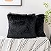 Woaboy Lot de 2 Housse de Coussin en Peluche Housse de Coussin Fausse Fourrure Housse de Coussin Extensible Deluxe Décoratif Canapé Lit Super Doux Confortable Noir 45x45cm