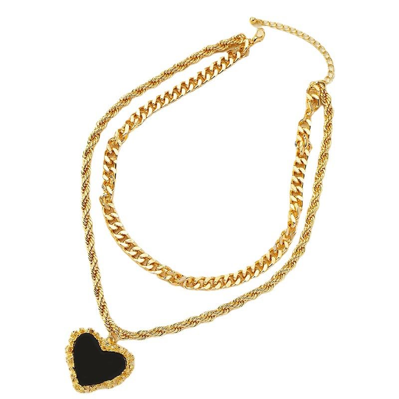QUECY® Alloy Neck Chain with Love Heart Pendant Necklace for Women - Golden Colour | Valentines Gift for her (B0CPHQYXYR) Amazon Price History, Amazon Price Tracker