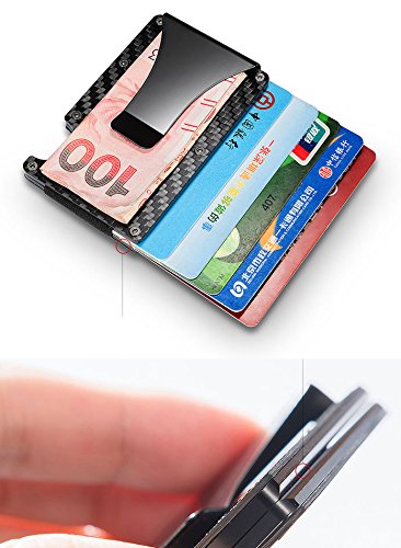 Mens Slim Money Clip Carbon Fiber Card Holder RFID Card Case Wallet 7