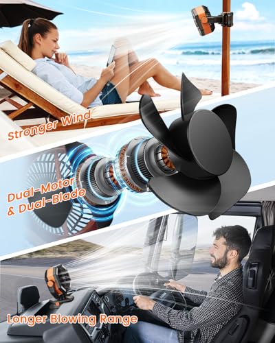 Image of coldSky Camping Fan with Dual Motor, 20000mAh Clip On with Digital Display, 9-Inch Portable Battery Operated with LED Lantern, Tent Fan for Camping with Remote, 5 Speeds, 4 Timing, Outdoor