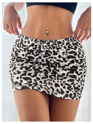 Verdusa Women's Mesh Ruched Pencil Skirt High Waisted Bodycon Mini Skirts3