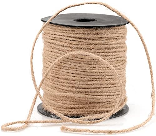 G2PLUS Jute String Twine 2MM, 100M Natural Garden Jute Rope, 3 Ply Art and Crafts Linen String for DIY Craft; Gardening Use