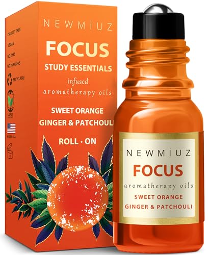 Focus Roll On Essential Oil Concentration Memory Attention Orange Ginger Patchouli Functional Aromatherapy Stick Self Care Study Gift Stocking Stuffer