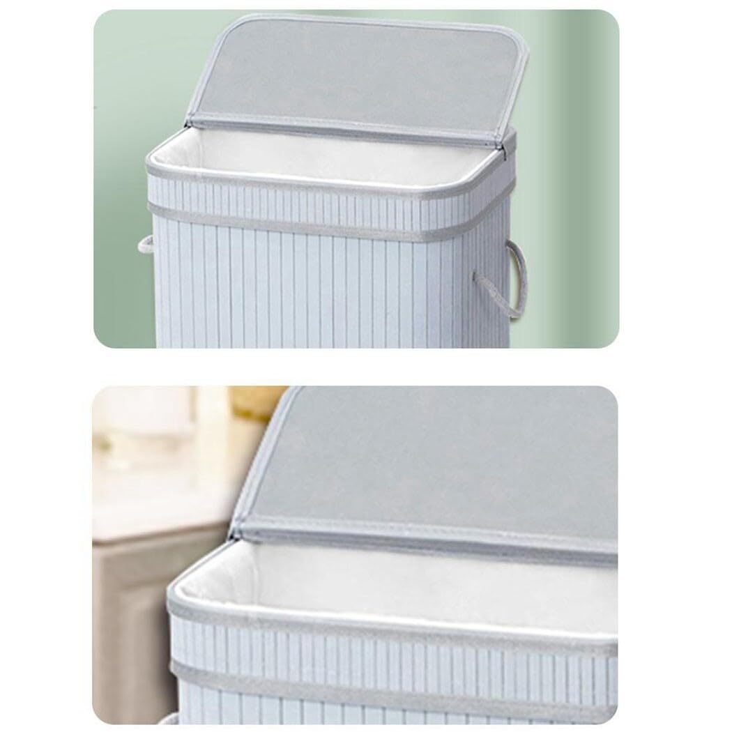 Wysoki bambusowy kosz na pranie składany kosz do przechowywania z pokrywką, oszczędność miejsca, składany organizer na ubrania, zabawki