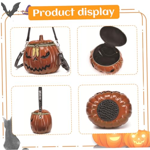 Halloween Pumpkin Handbag, Orange, 8.66x7.8x5.9 inch, Unisex-Adults, Hobo, PVC, Cross-Body, Multi-Wear Style3