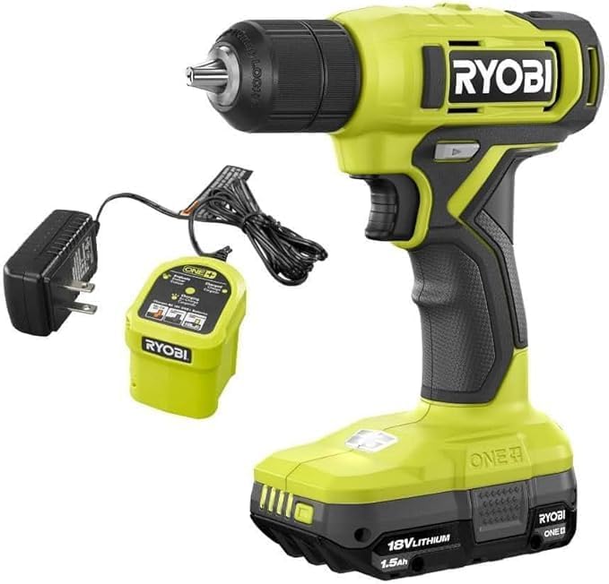 RYOBI ONE+ 18V Cordless 3/8 in. Drill/Driver Kit with 1.5 Ah Battery and Charger (Renewed)