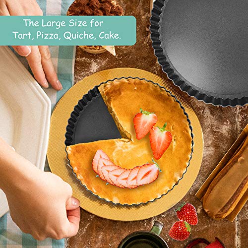 9 Inch and 4 Inch Tart Pan with Removable Bottom, 2 PCS 9 Inch Quiche Pan and 4 PCS 4 Inch Pie Pan, Non-Stick Baking Pan (Set of 6)