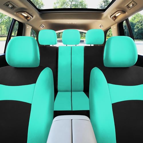 Fh Group Set Completo Di Coprisedili Per Auto, In Tessuto Universale Combinato, Coprisedili Per Auto, Coprisedili Anteriori Con Schienale Basso, Compatibili Con Airbag, Furgone, Verde Menta - 10
