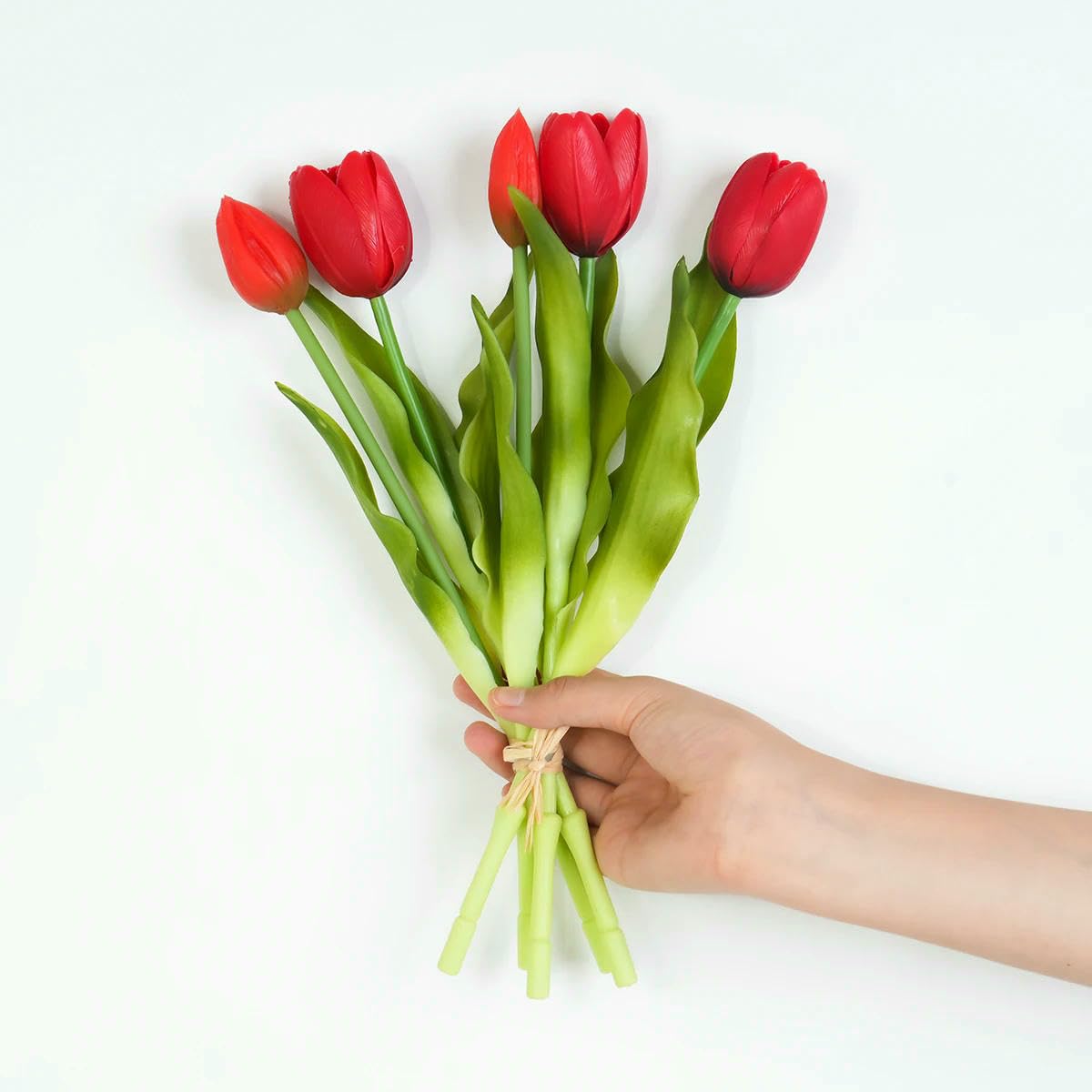 CVJdfhRE fake flowers， 5pcs Artificial Bouquet Silicone Fake Flowers Party Decoration Living Room Table Centerpiece Floral Arrangement(Red)