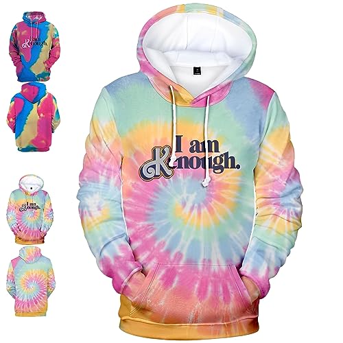 WEYSHHT I Am Ken Enough Hoodie Ich Bin Kenough Hoodie 3D Rendering Gedruckt Plus Size Hoodie Unisex Color Block Pullover Long Sleeve Sweatshirts and Hoodie for Movie Fans