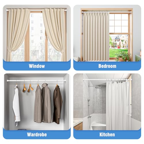 Image of AIZESI 2 Pack Tension Curtain Rod for Windows 45 to 77 Inch, Adjustable Expandable Spring Curtain Rods No Drilling, Non Slip Curtain Rod for Bedroom Doorway Closet, White