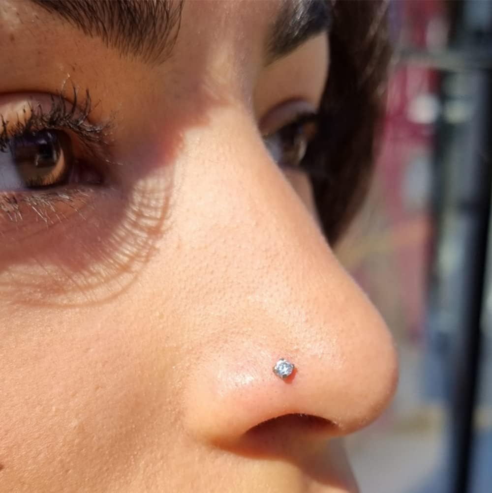 4-6pcs 20g Nose Rings Studs Surgical Steel Nose Rings CZ L Shaped Corkscrew Nose Ring Studs for Women Men Small Cute Silver Rose Gold Black Nose Rings Stud 1.5mm 2mm 2.5mm 3mm Nostril Piercing jewelry - Image 6