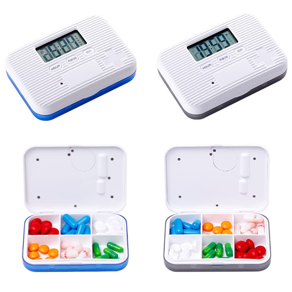 Mini pilulier électronique portable à 6 compartiments avec alarme scellée intelligente, distributeur de pilules électronique avec écran numérique, rappel de pilules journaliers