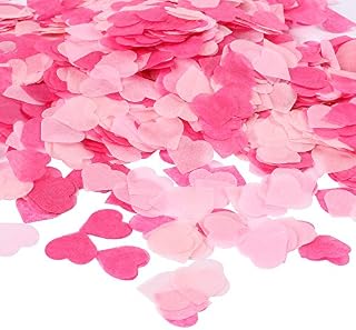 Whaline Valentines Day Heart Paper Confetti 1 Inch Pink Tissue Confetti Party Table Decorations for Balloon, Wedding, Valentine's Day, Holiday, Birthday, 6000 Pieces