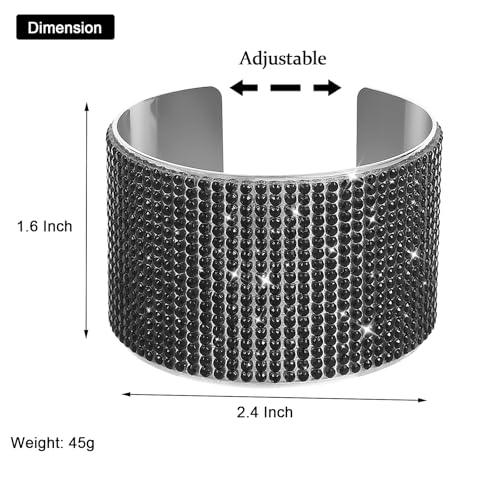 Jojomina Black Bracelets for Women Rhinestone Arm Cuff Bracelet Multilayer Prom Bangle Jewelry for Party Wedding Dating4